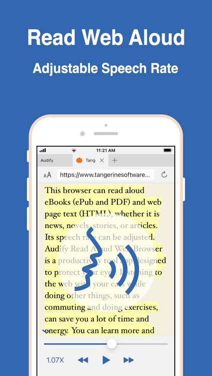 Audify read aloud web browser