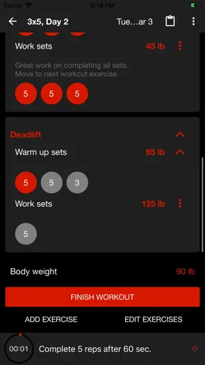 Startling Strength 3x5 Gym Log screenshot 2