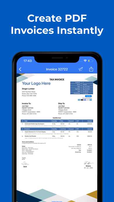 Easy Invoice Maker App by Moon Screenshot