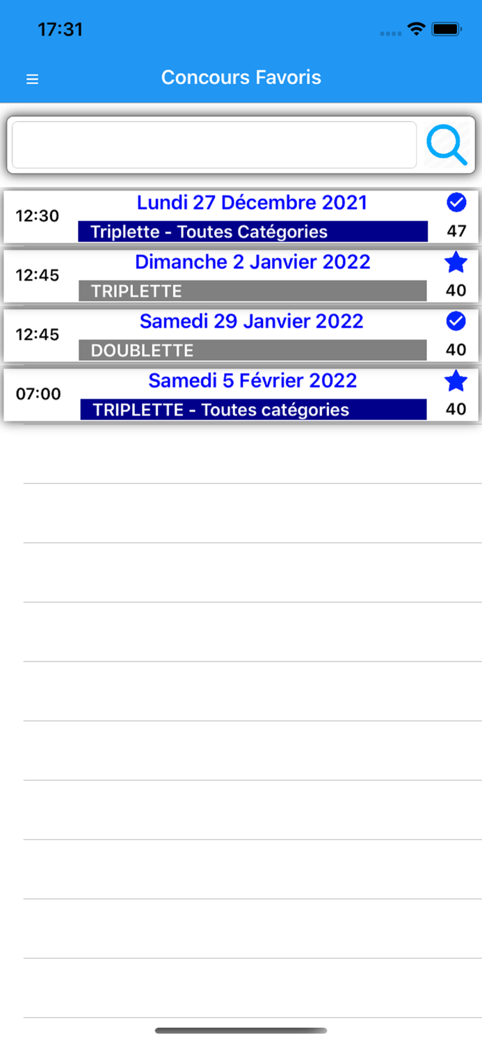 Pétanque Calendriers Concours