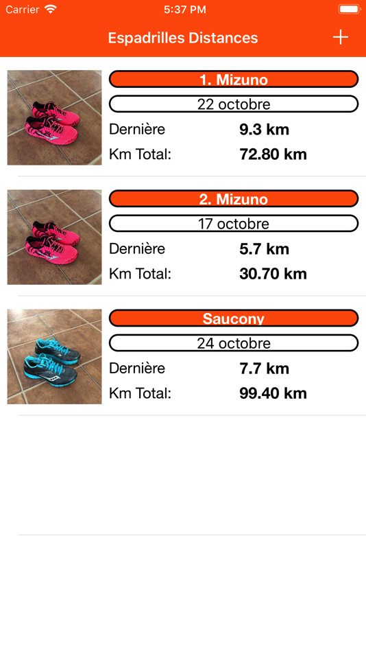 #2. Espadrilles Usures en km (iOS) 由: Martine Guay