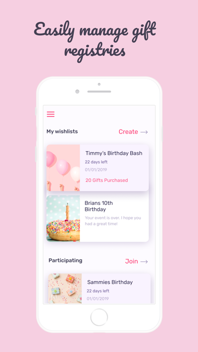 White Bow Gift Registry Screenshot