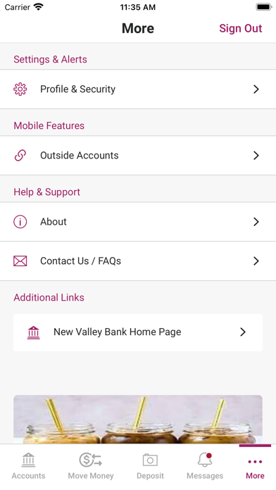 New Valley Bank and Trust Screenshot