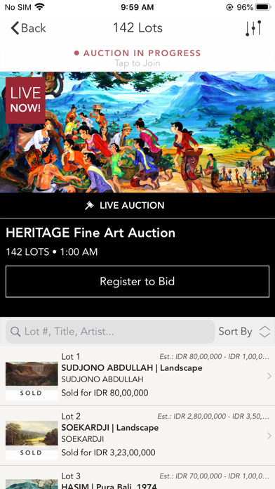MASTERPIECE Auction Screenshot