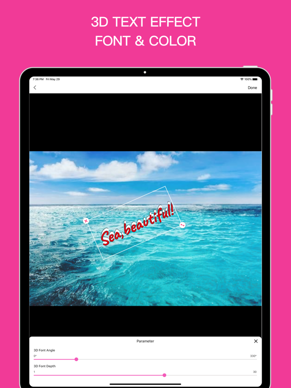 3DTextOnPhoto | Meme Creator iPad screenshot 1 - Graphics & Design app