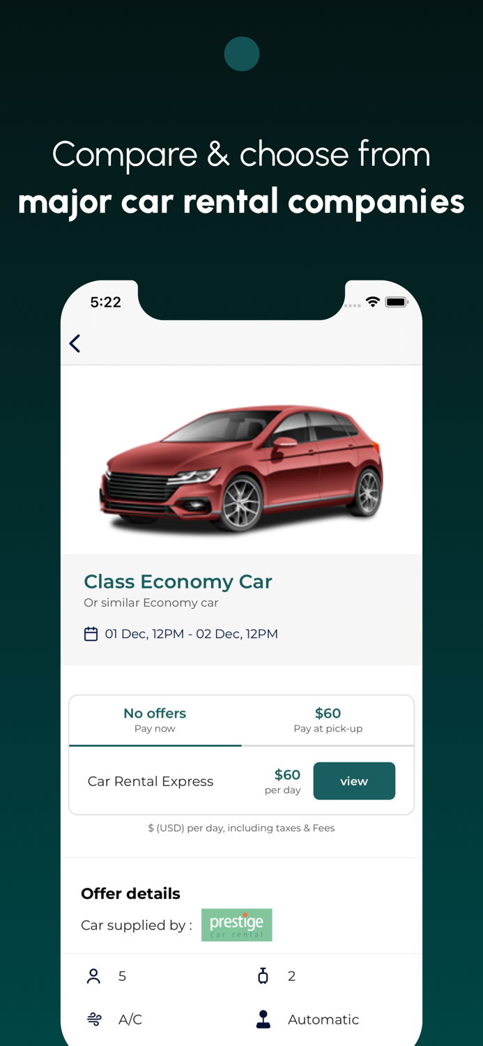 Rental cars app