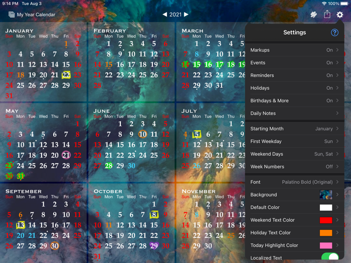 All-in-One Year Calendar Pro