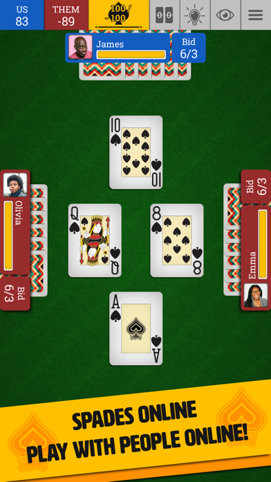 Spades Trickster Game Jogatina Screenshot
