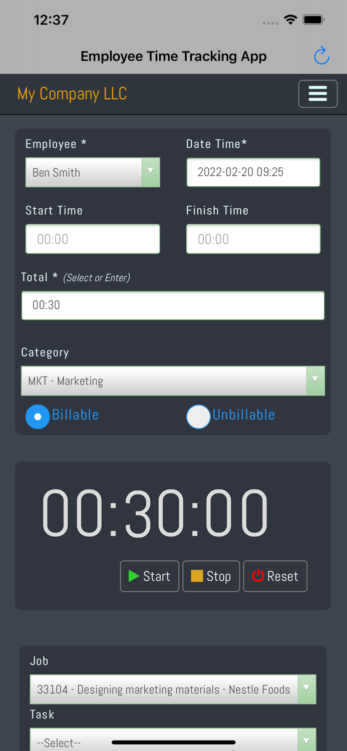 Employee Time Tracking App