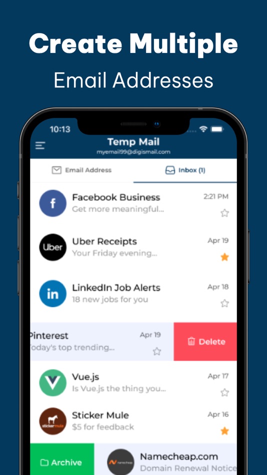 #3. Temp Mail - Temporary Mail Box (iOS) By: Hoang Dai