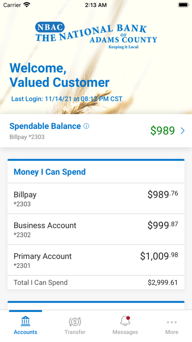 National Bank of Adams County Screenshot