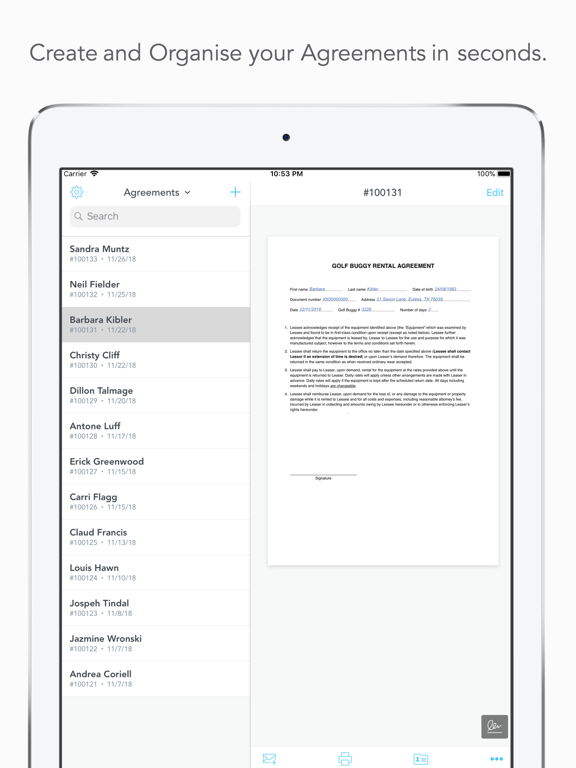Quko: Agreements in seconds iPad screenshot 1 - Business app