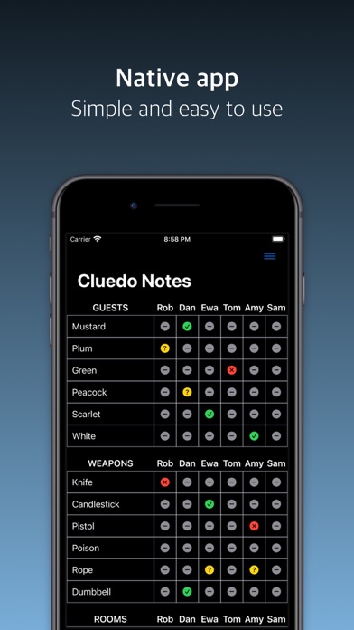 Cluedo Notes screenshot 1