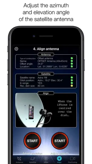 Captura de pantalla de SatFinder en iPhone 7