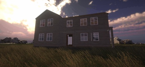 Building Destruction - This image presents a fully constructed two-story building set within the app's expansive open-world environment.