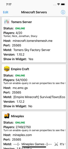 Game screenshot MC Status Widget for Minecraft mod apk