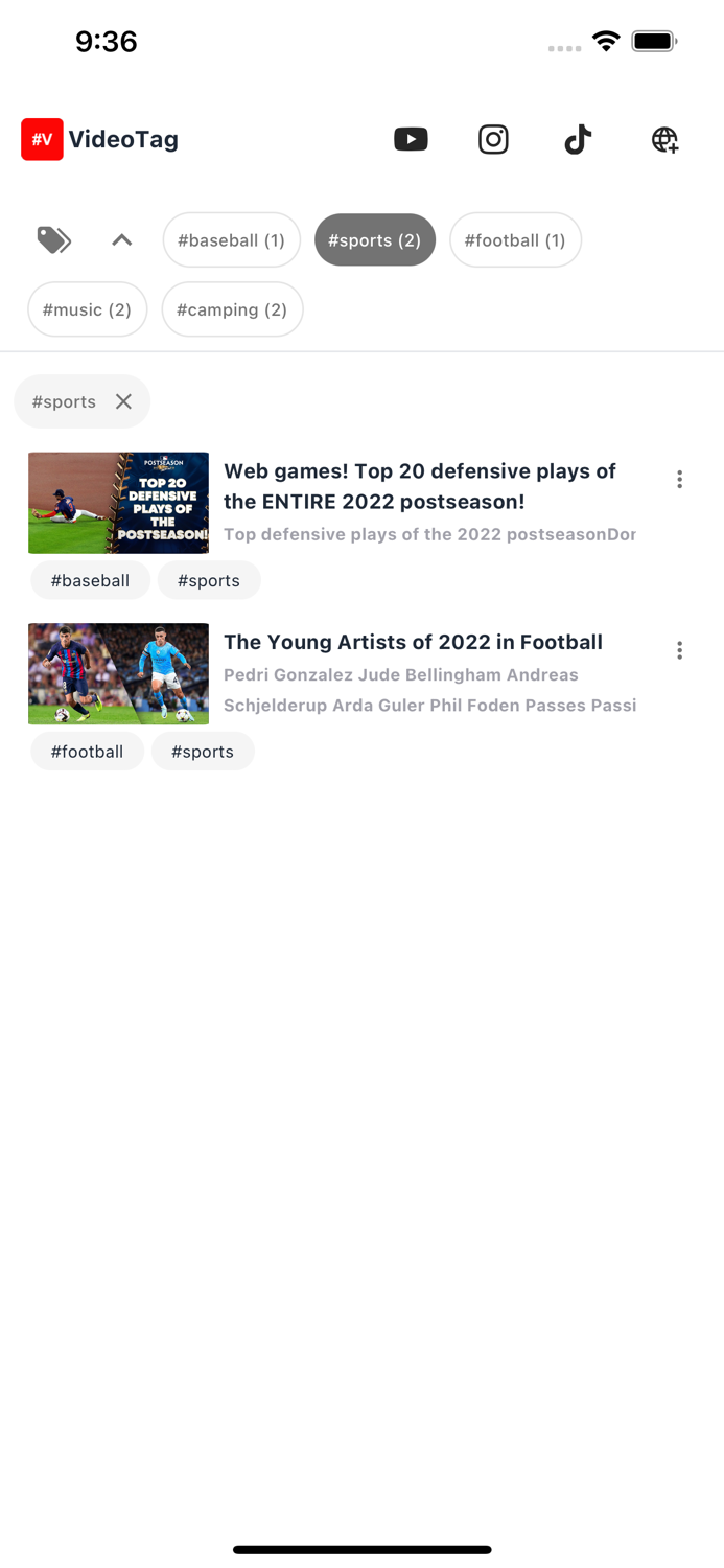 VideoTag Note with hashtags