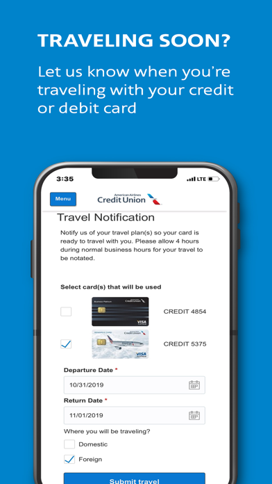 American Airlines Credit Union Screenshot