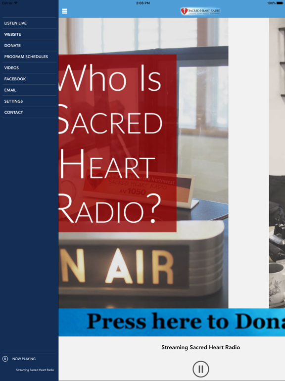 Sacred Heart Radio iPad screenshot 2 - Music app