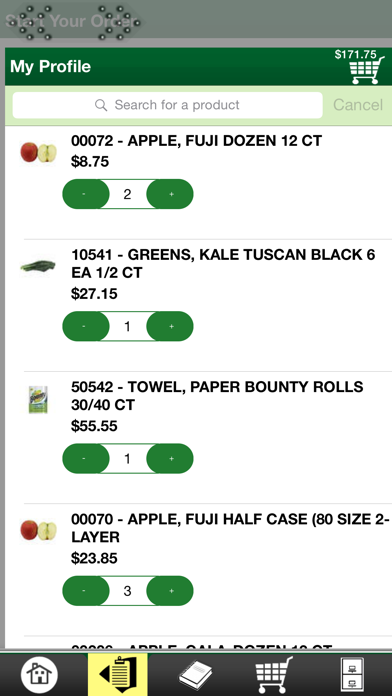 Ford’s Produce Ordering Screenshot