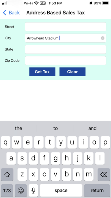 Streamline Sales Tax Rates Screenshot