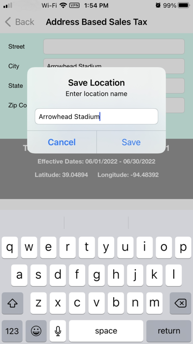 Streamline Sales Tax Rates Screenshot