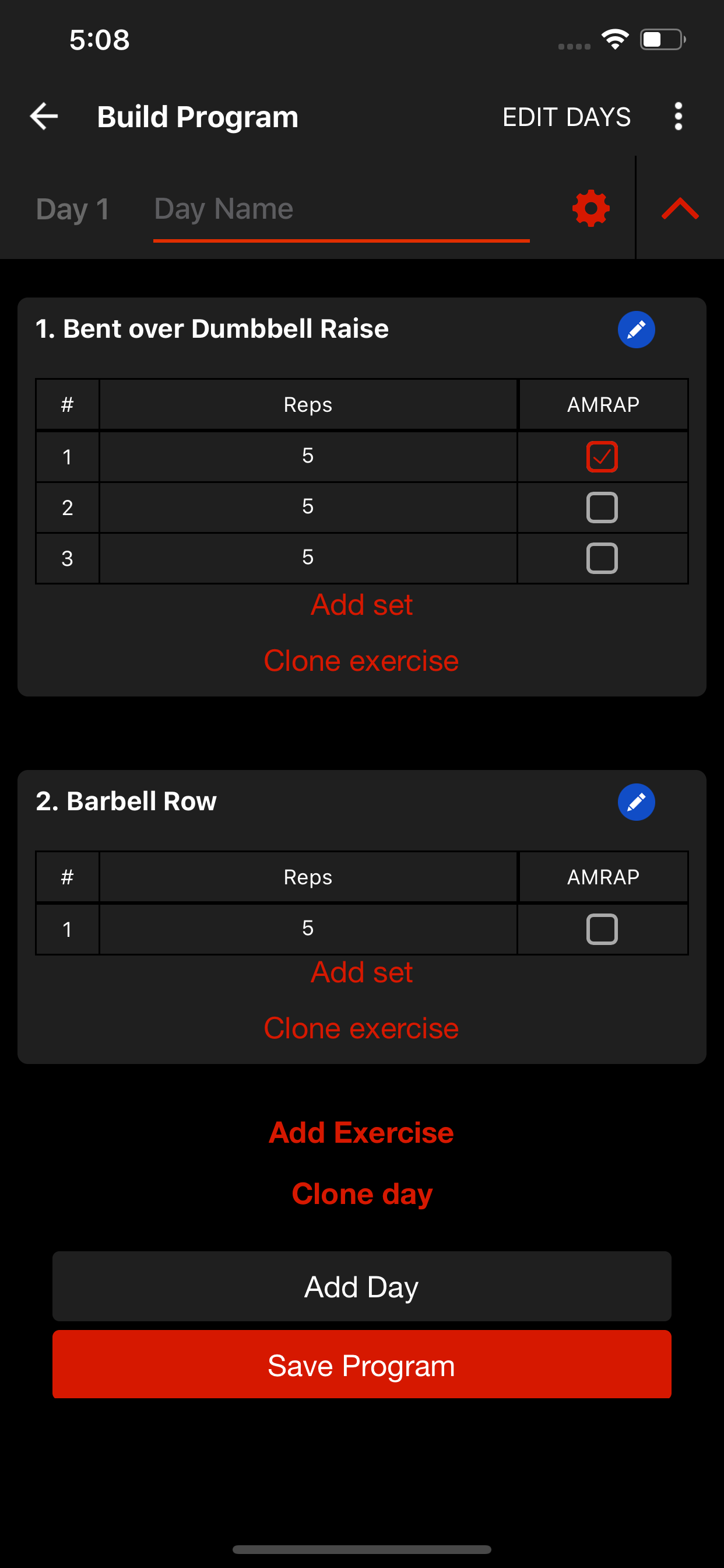 Startling Strength 3x5 Gym Log