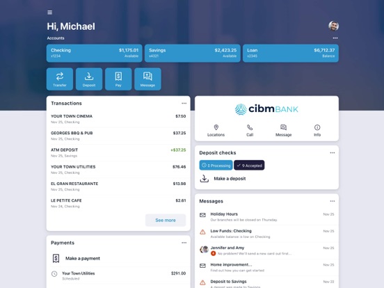 CIBM Bank iPad screenshot 1 - Finance app