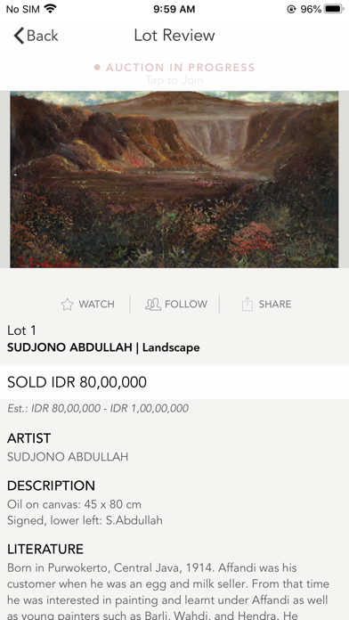 MASTERPIECE Auction Screenshot