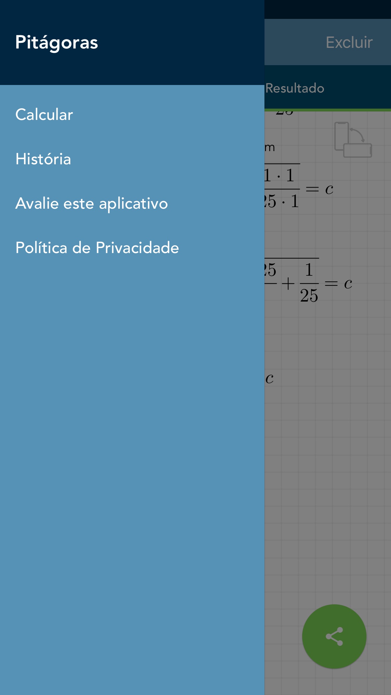 Screenshot do app Resolvendo Pitágoras PRO