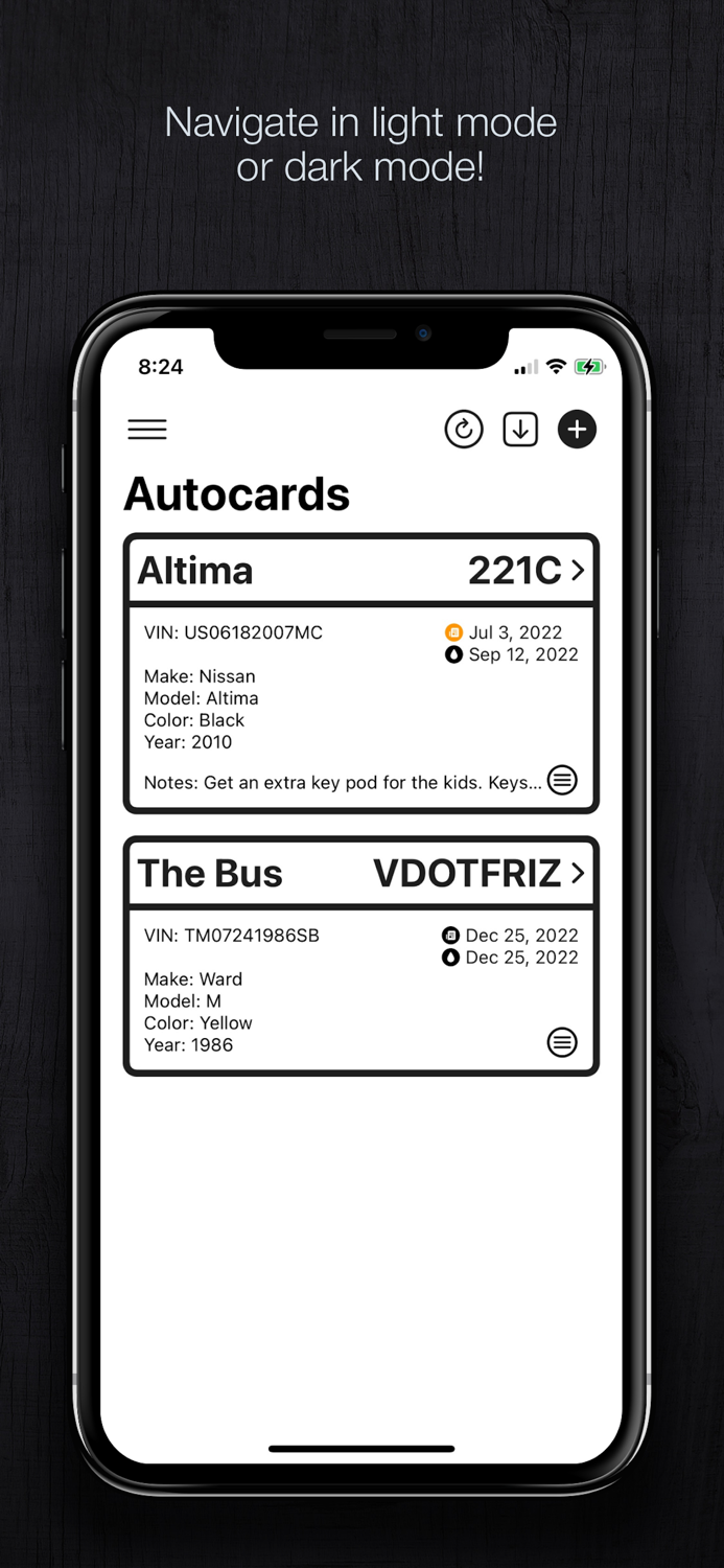 Autocards - Vehicle Log