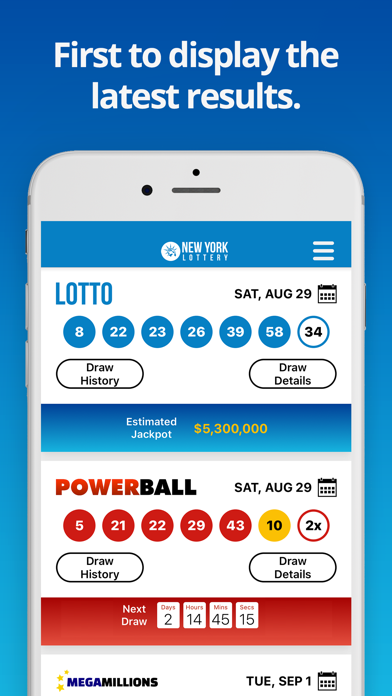 NY Lotto Results Screenshot