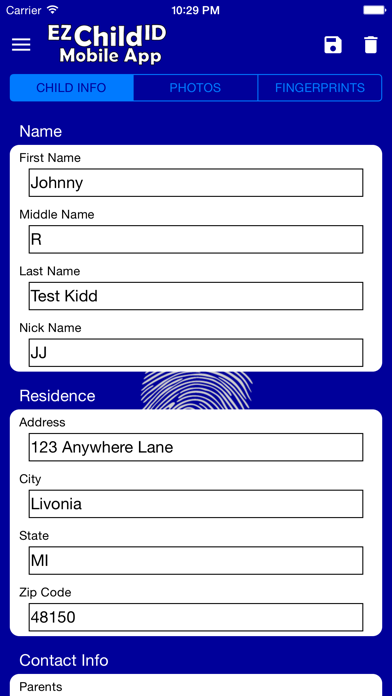 EZ Child ID iPhone screenshot 2 - Utilities app