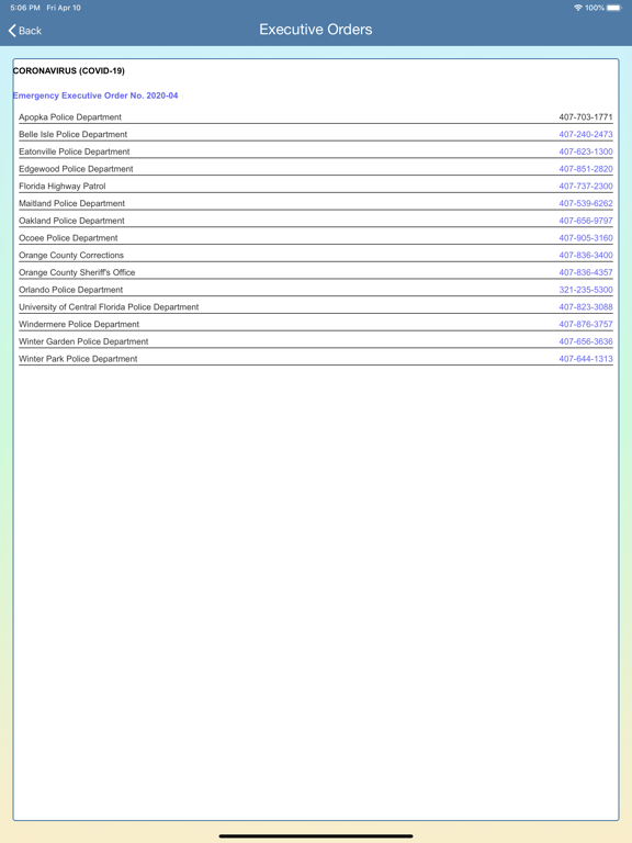 OCFL 311 iPad screenshot