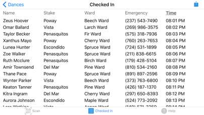 Dance Card Check-in Screenshot