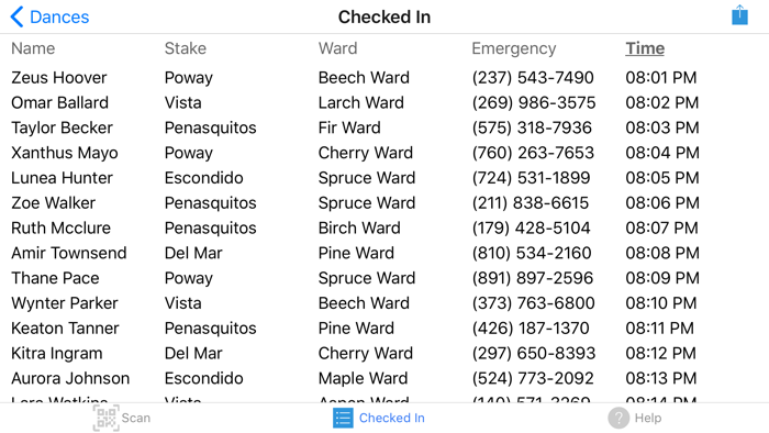 Dance Card Check-in