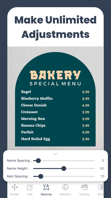 Menu Maker, Menu Templates Screenshot