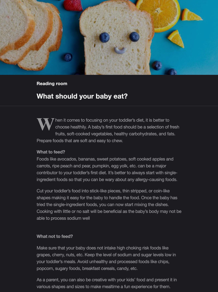 Baby Led Weaning Recipe App