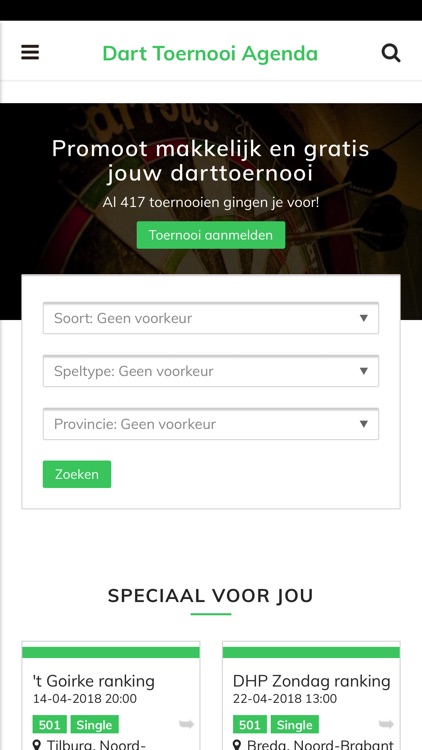Dart Toernooi Agenda