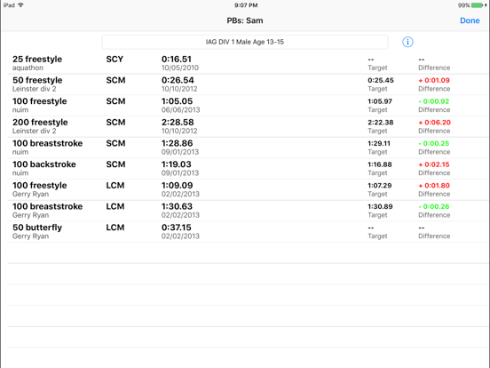 Swim PB Lite iPad screenshot 5 - Sports app