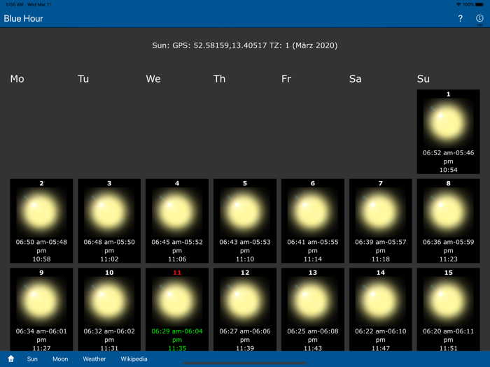 Blue Hour Sun Moon Weather