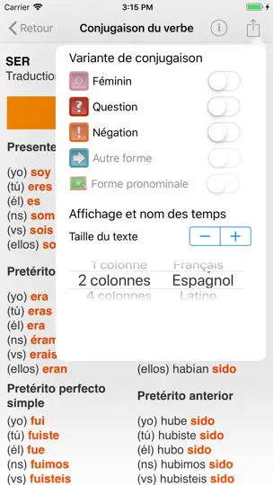Screenshot von El Conjugador auf dem iPhone 3