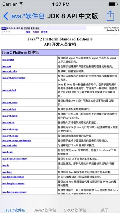 Screenshot #1 pour Java API 开发人员参考文档-中文版