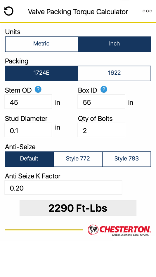 Valve Torque Calculator (iOS) 来自: A.W. Chesterton Company Valve Torque Calculator (iOS) 来自: A.W. Chesterton Company