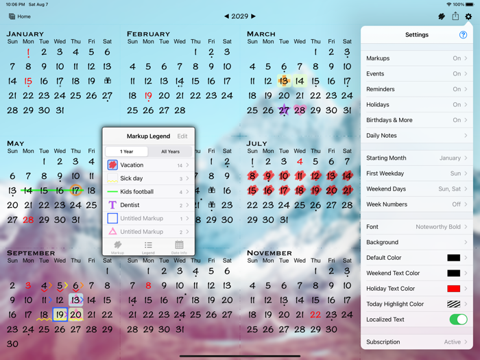 All-in-One Year Calendar Pro