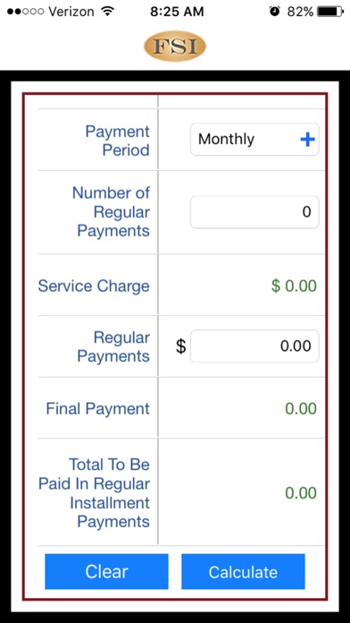 FSI Payment Calculator Screenshot