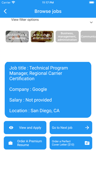Resume Builder & Job search Screenshot
