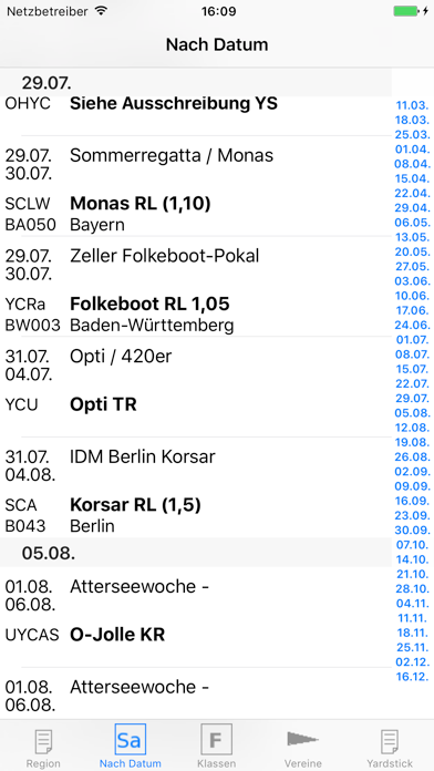 Screenshot #1 pour Regattakalender & Yardstick