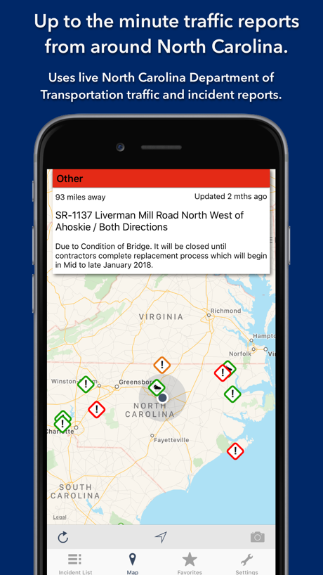 North Carolina Roads Traffic 的 App Store 截图 1