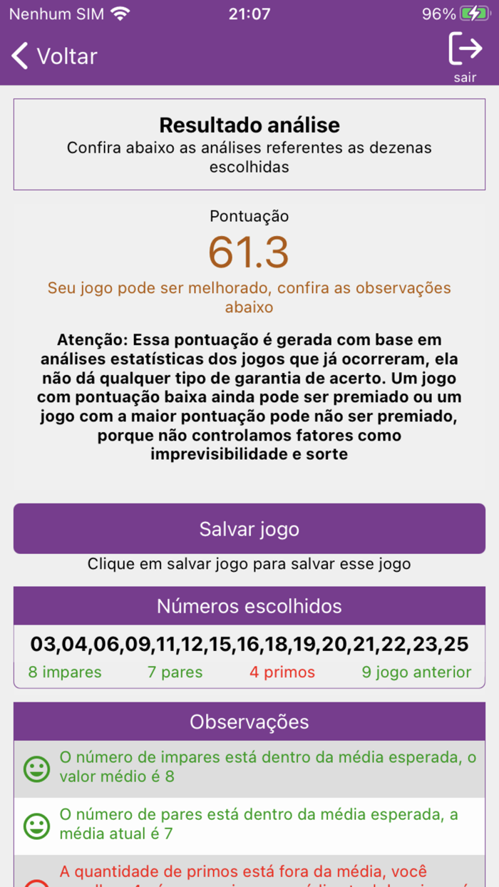 Lotofácil estatísticas